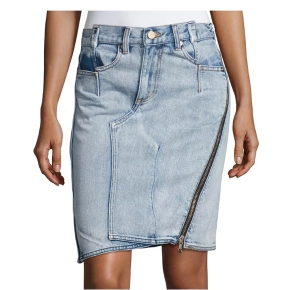 3.1 PHILLIP LIM Indigo Denim Asymmetric Zipper Miniskirt - Picture 6 of 6